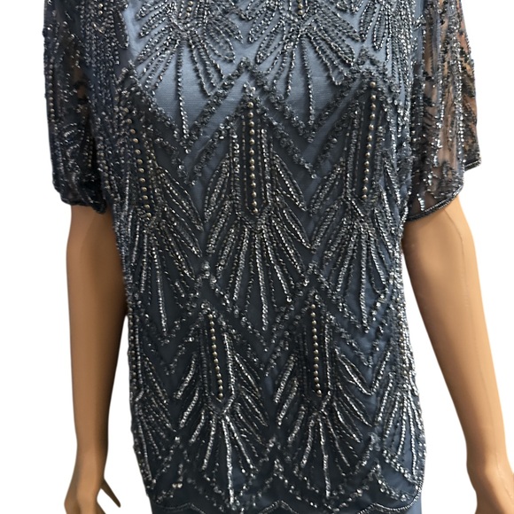 NWT Women’s size 14 Elegant Beaded Blue Slate Formal Dress from Nordstrom - Picture 2 of 2